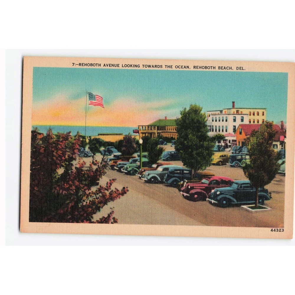 Vintage Rehoboth Avenue Ocean View Postcard Rehoboth Beach Delaware 44323